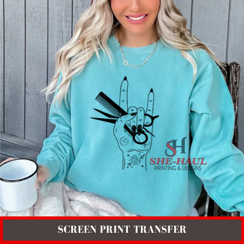 Screen Print Transfer (Ready To Ship) - Hair Hands