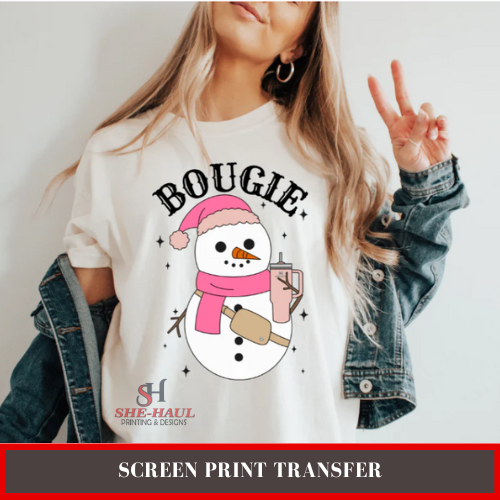FULL COLOR SCREEN PRINT - (READY TO SHIP) BOUGIE SNOWMAN