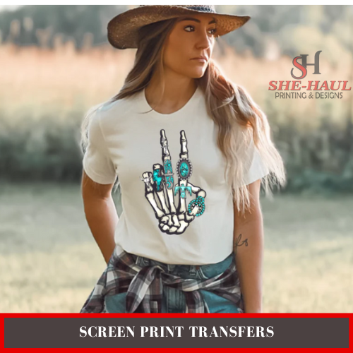 Full Color Screen Print Transfer (Ready To Ship) - Western Hand