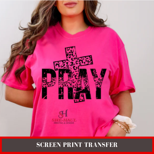 SCREEN PRINT - (READY TO SHIP) PRAY CHEETAH CROSS