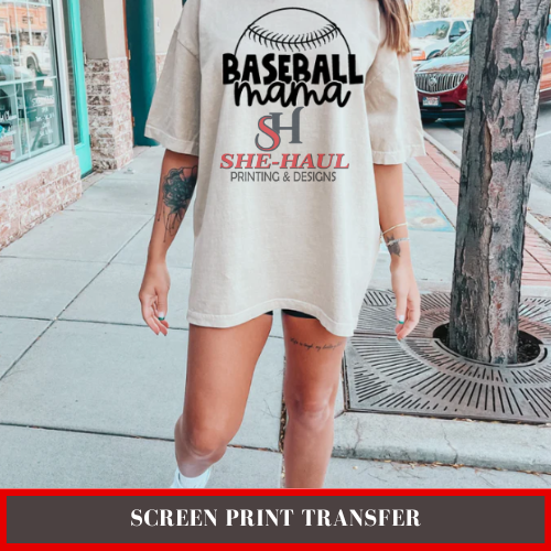 Screen Print Transfer (Ready To Ship) - Baseball Mama