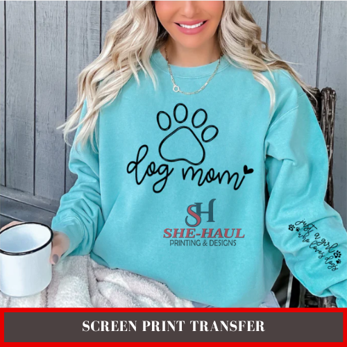 Screen Print Transfer (Ready To Ship) - Dog mom heart