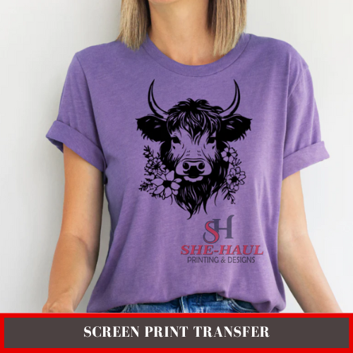 Screen Print Transfer (Ready To Ship) - Floral Heifer