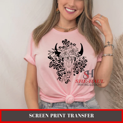 Screen Print Transfer (Ready To Ship) - Rose Skull